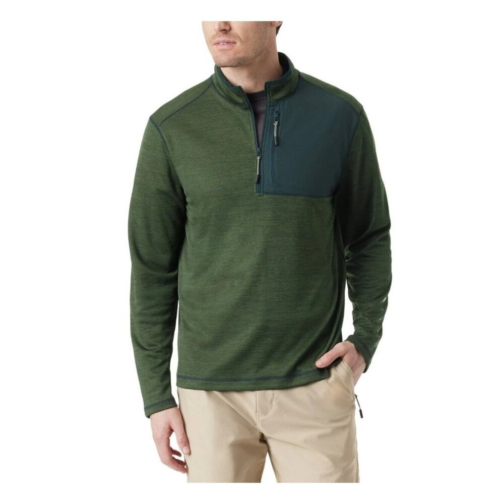 NWT Bass Outdoor Men's S Quarter-Zip Pullover Sweatshirt Outdoor Green J2041
